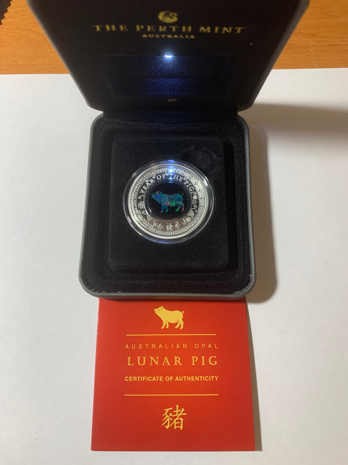 2019 $1 1oz Silver Proof Coin. Australian Opal Lunar Series. Year of the Pig.