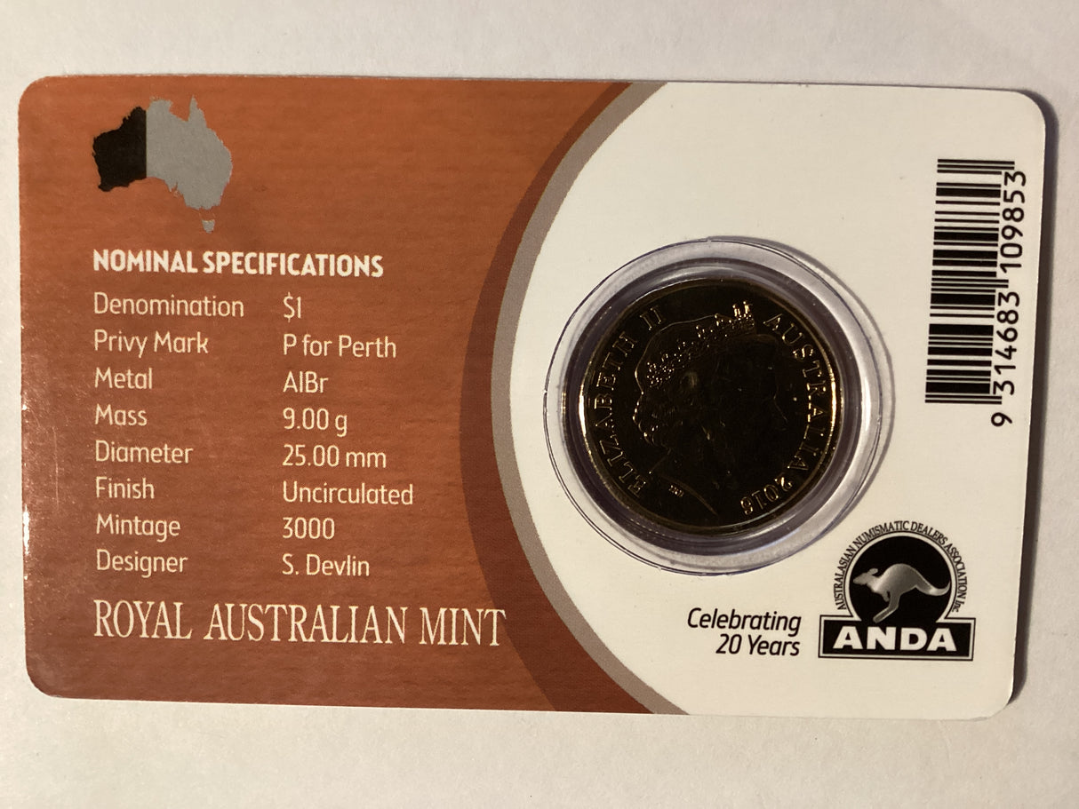 2016 $1 Mob of Roos Carded Coin. Anda Release. ‘P’ Mintmark