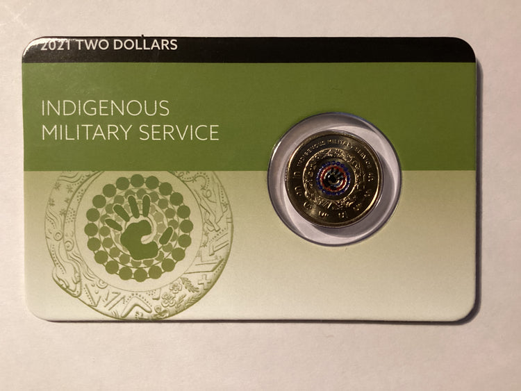 2021 $2 Uncirculated Carded Coin. Downies. Indigenous Military Service