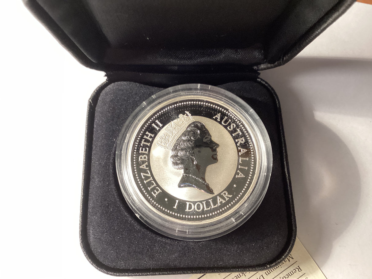 1997 $1 Kookaburra. 1oz Silver Coin. ‘Zurich’ Privy Mark.