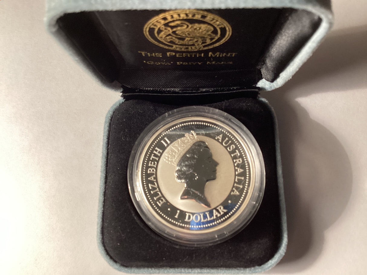 1996 $1 Kookaburra. 1oz Silver Coin. ‘Goya’ Privy Mark.