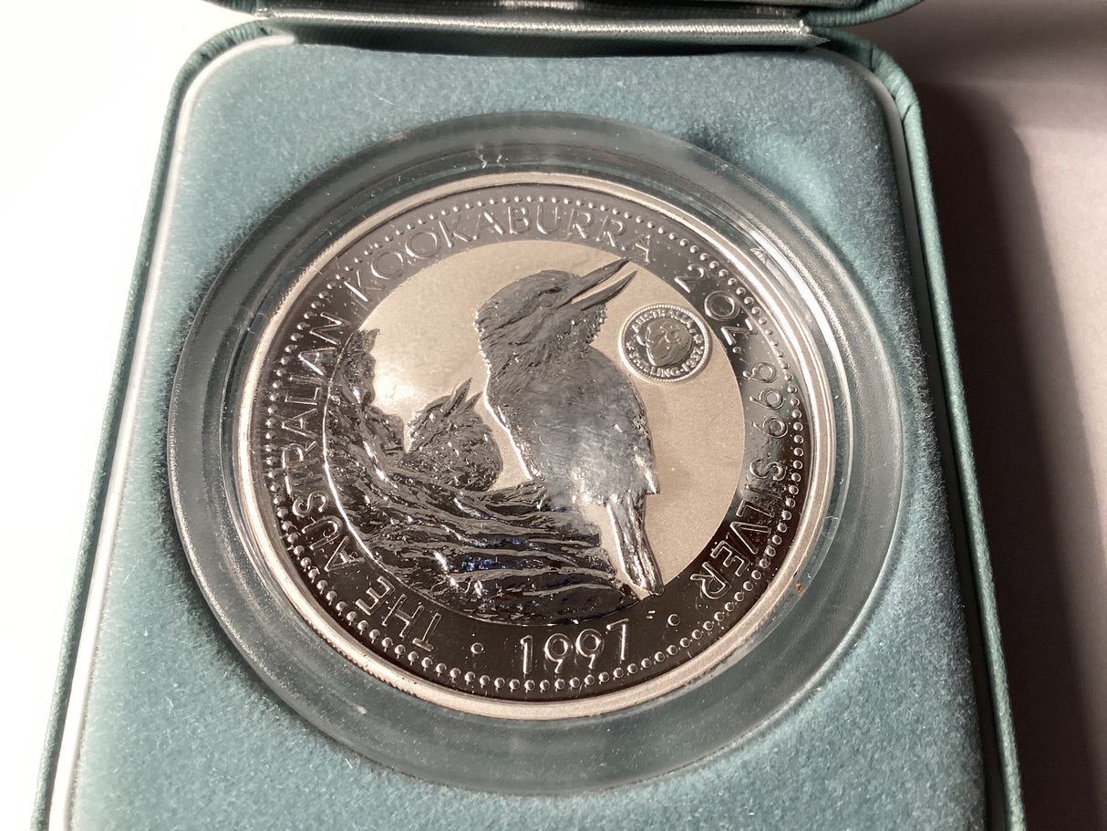 1997 $2 Kookaburra. 2oz Silver Coin. ‘Shilling’ Privy Mark.