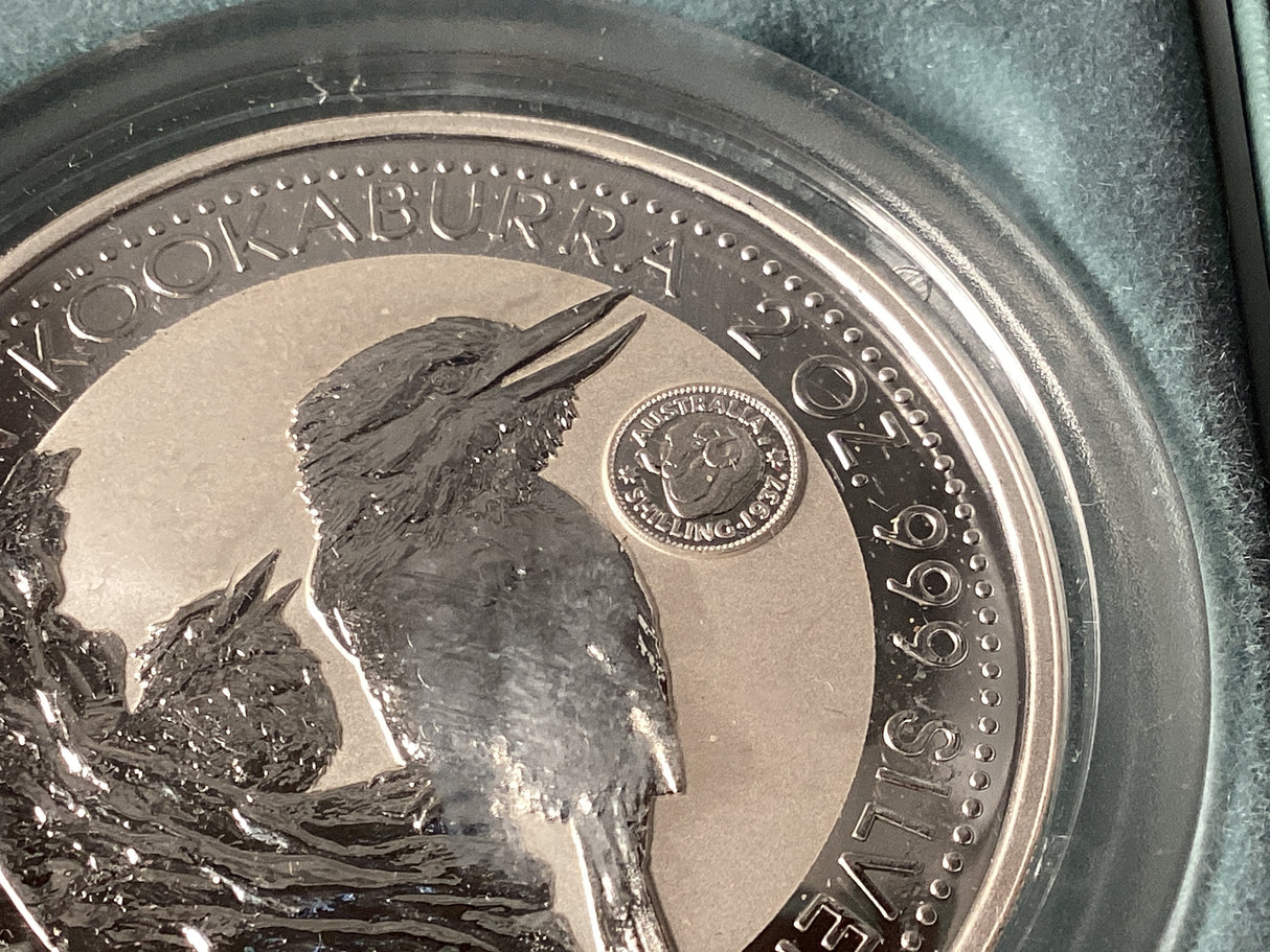 1997 $2 Kookaburra. 2oz Silver Coin. ‘Shilling’ Privy Mark.