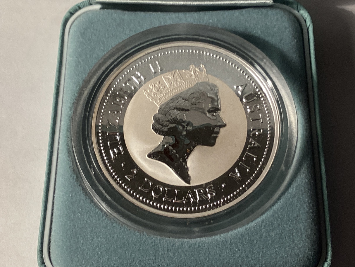 1997 $2 Kookaburra. 2oz Silver Coin. ‘Shilling’ Privy Mark.