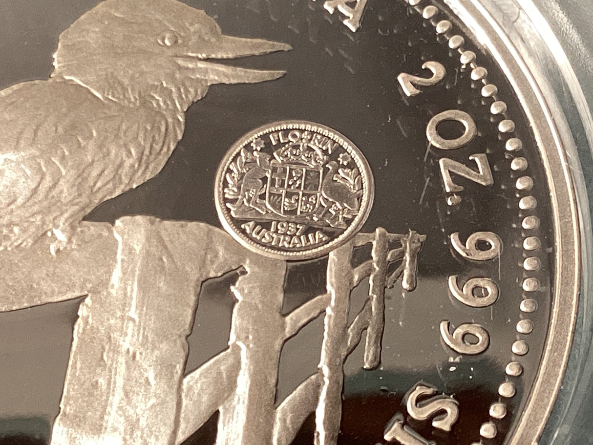 1997 $2 Kookaburra. 2oz Silver Coin. ‘Florin’ Privy Mark.
