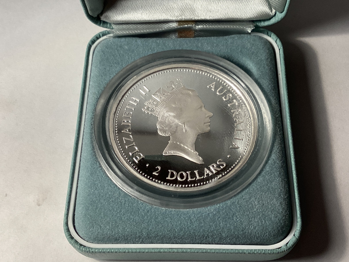 1997 $2 Kookaburra. 2oz Silver Coin. ‘Florin’ Privy Mark.