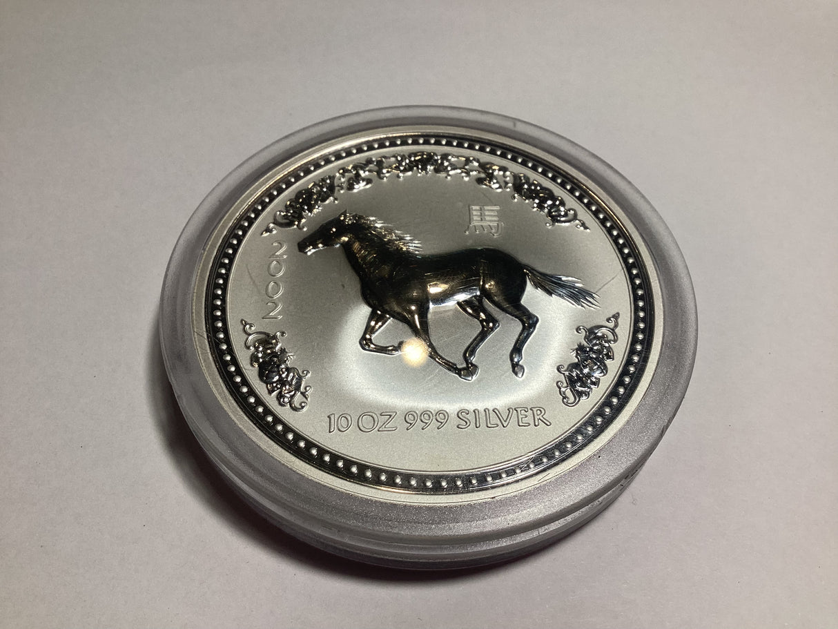 2002 $10 Year of the Horse 10 Ounce Silver Coin