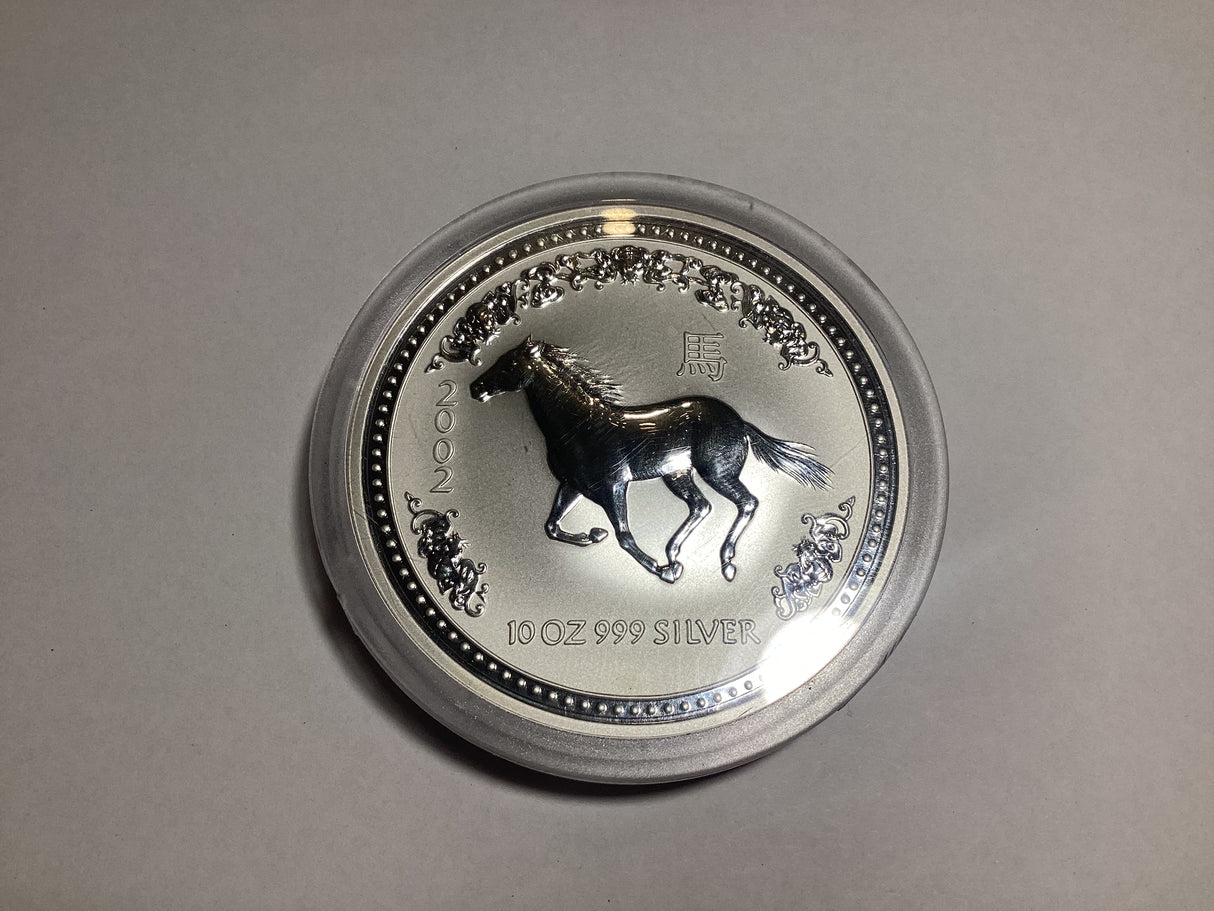 2002 $10 Year of the Horse 10 Ounce Silver Coin