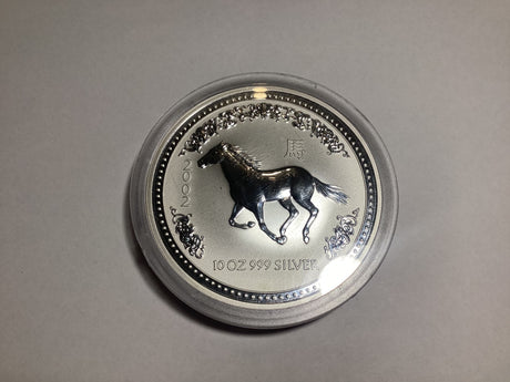 2002 $10 Year of the Horse 10 Ounce Silver Coin