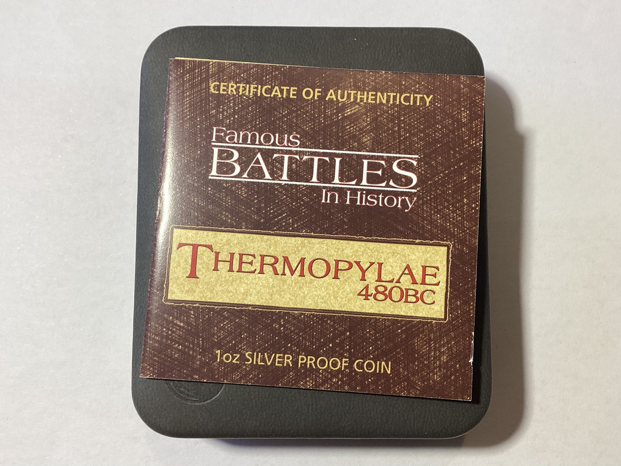 2009 $1 Famous Battles in History. Thermopylae 480BC. 1oz Silver Proof Coin.