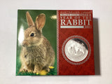 2011 Australian Lunar Silver Coin Series III. Year of the Rabbit. 1oz Silver Proof Coin.