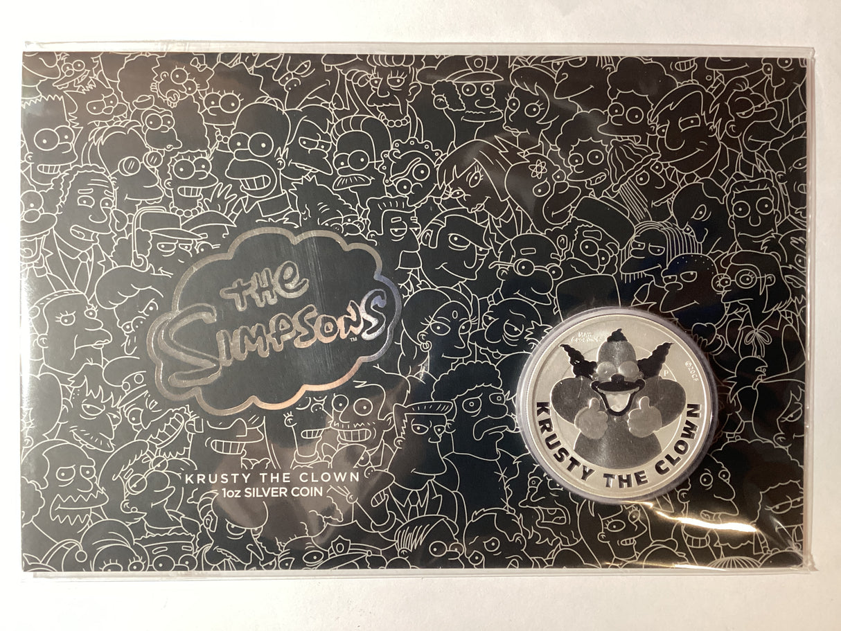 2020 $1 1oz Silver Carded Coin. The Simpsons. Krusty The Clown.
