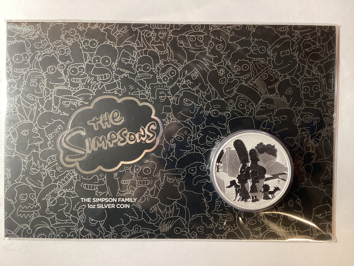 2021 $1 1oz Silver Carded Coin. The Simpsons. The Simpson Family.