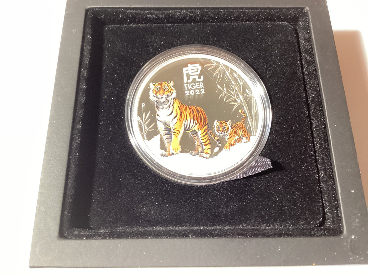 2022 $1 1oz Silver Proof Coloured Coin. Lunar Series. Year of the Tiger.