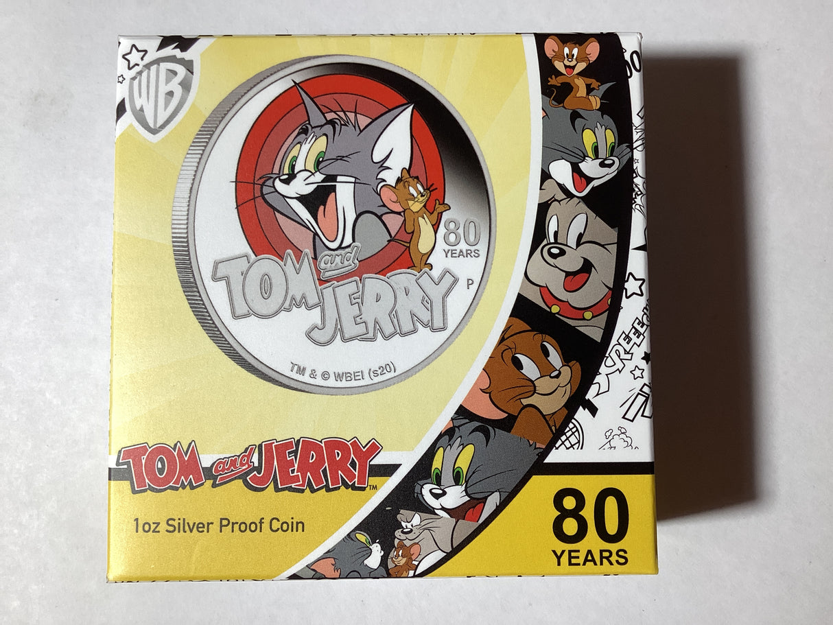 2019 $1 1oz Silver Proof Coloured Coin. Tom and Jerry.