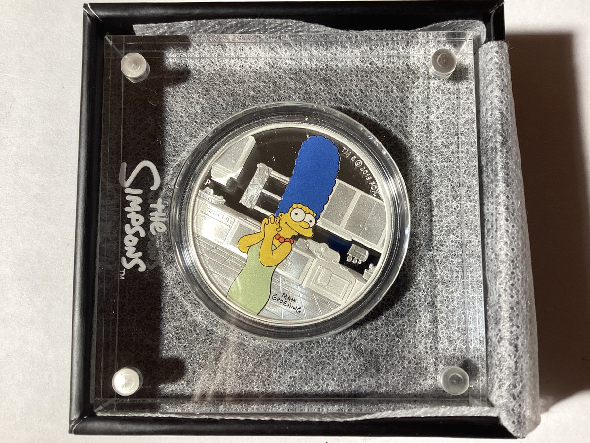 2019 $1 1oz Silver Proof Coloured Coin. The Simpsons. Marge Simpson.