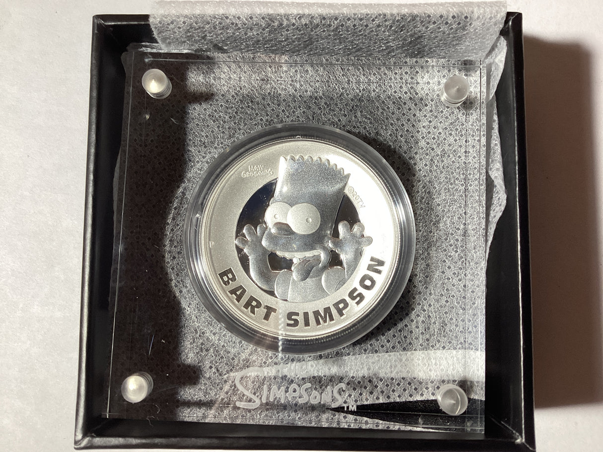 2022 $2 2oz Silver Proof High Relief Coin. The Simpsons. Bart Simpson.