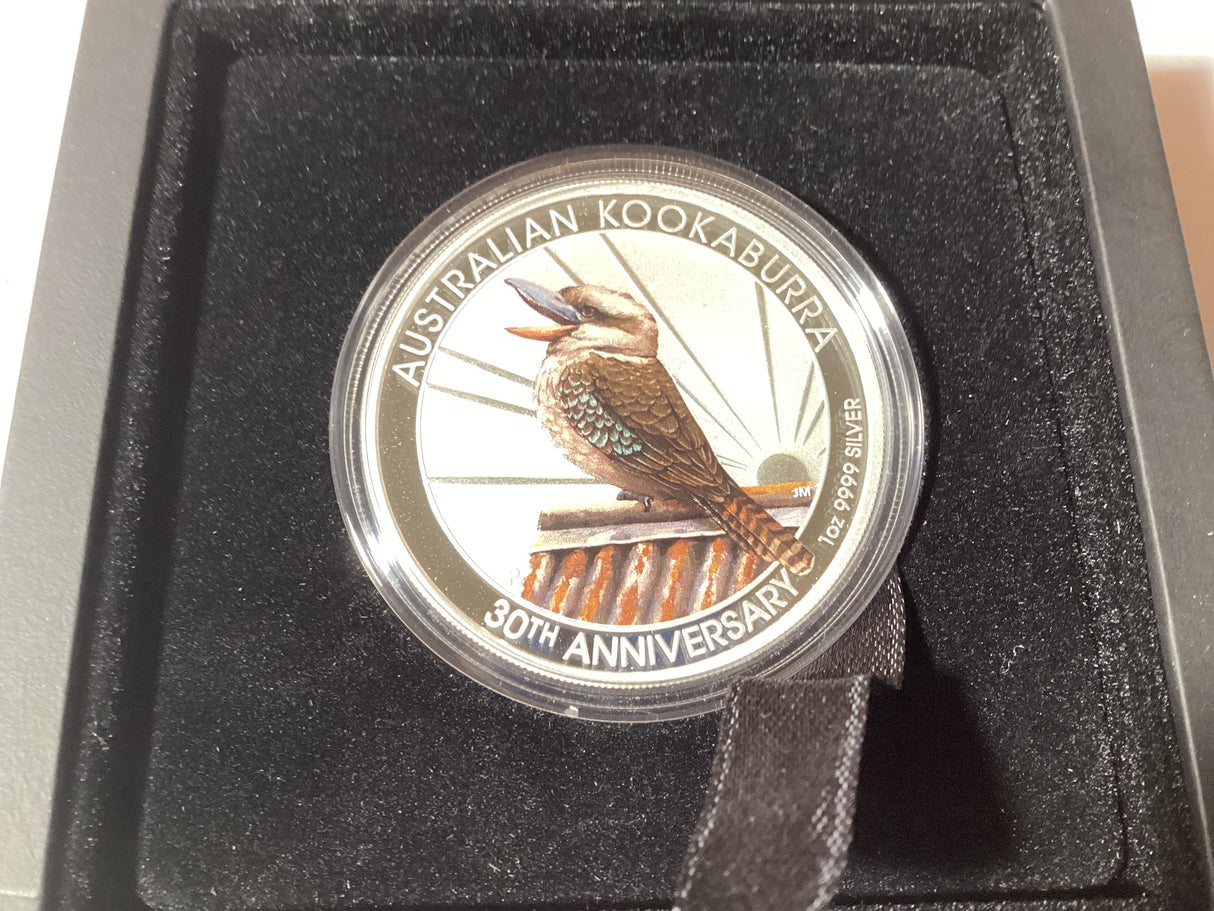 2020 $1 1oz Silver Proof Coloured Kookaburra. World Money Fair.