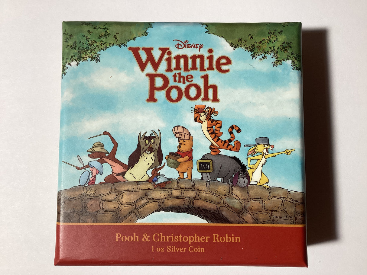 2021 $2 1oz Fine Silver Coin. Winnie the Pooh Series. Pooh and Christopher Robin.