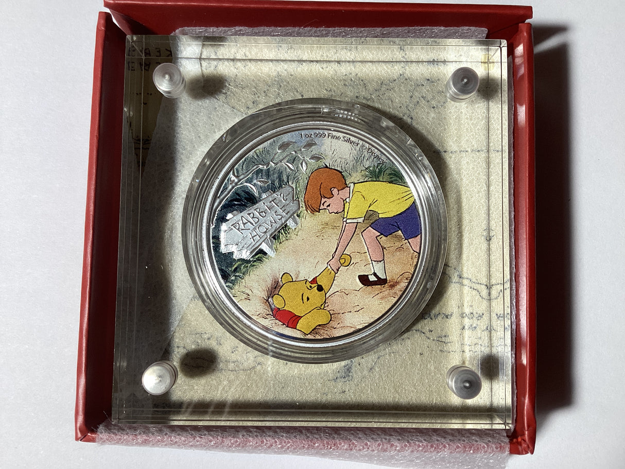 2021 $2 1oz Fine Silver Coin. Winnie the Pooh Series. Pooh and Christopher Robin.