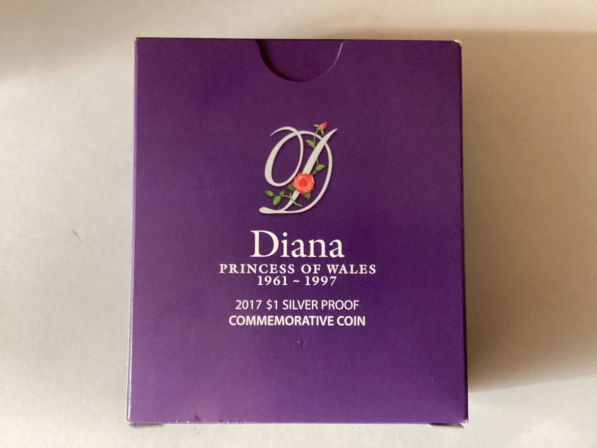 2017 $1 1oz Silver Coloured Proof Coin. Diana Princess of Wales 1961-1997.