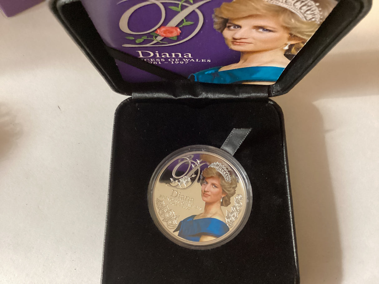 2017 $1 1oz Silver Coloured Proof Coin. Diana Princess of Wales 1961-1997.