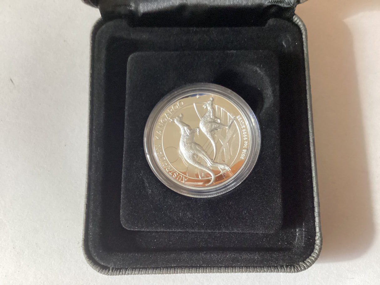2018 $1 1oz Silver Proof High Relief Coin. Australian Kangaroo.