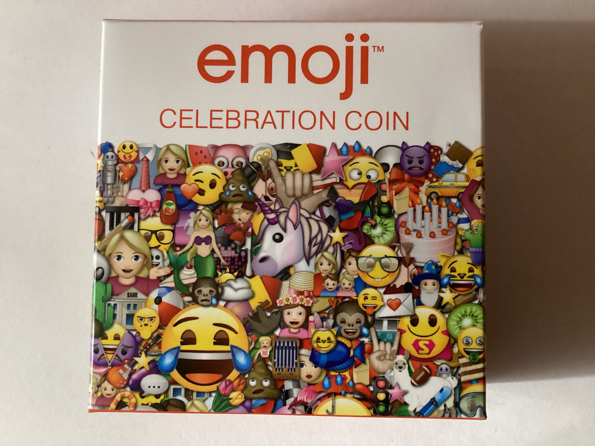 2020 $1 1oz Silver Coloured Proof Coin. Emoji Celebration Coin.