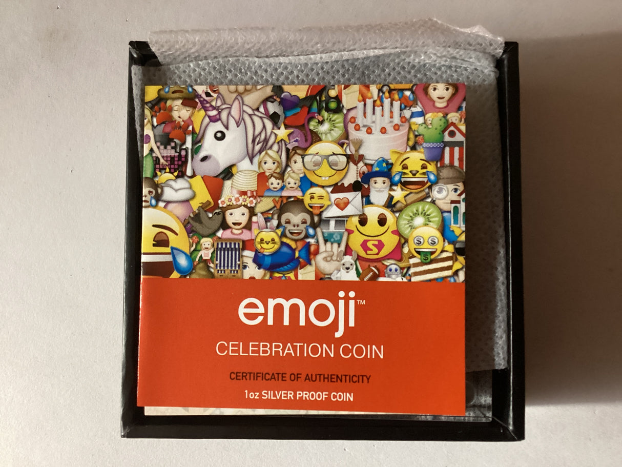 2020 $1 1oz Silver Coloured Proof Coin. Emoji Celebration Coin.