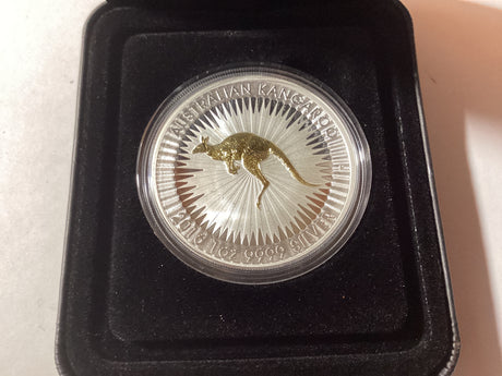 2016 $1 1oz Silver Gilded Coin. Australian Kangaroo.