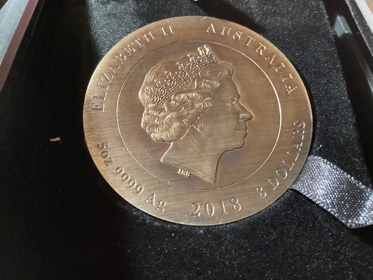 2018 $8 5oz Silver High Relief Rimless Patina Coin With Golden Diamond. Rare Earth.