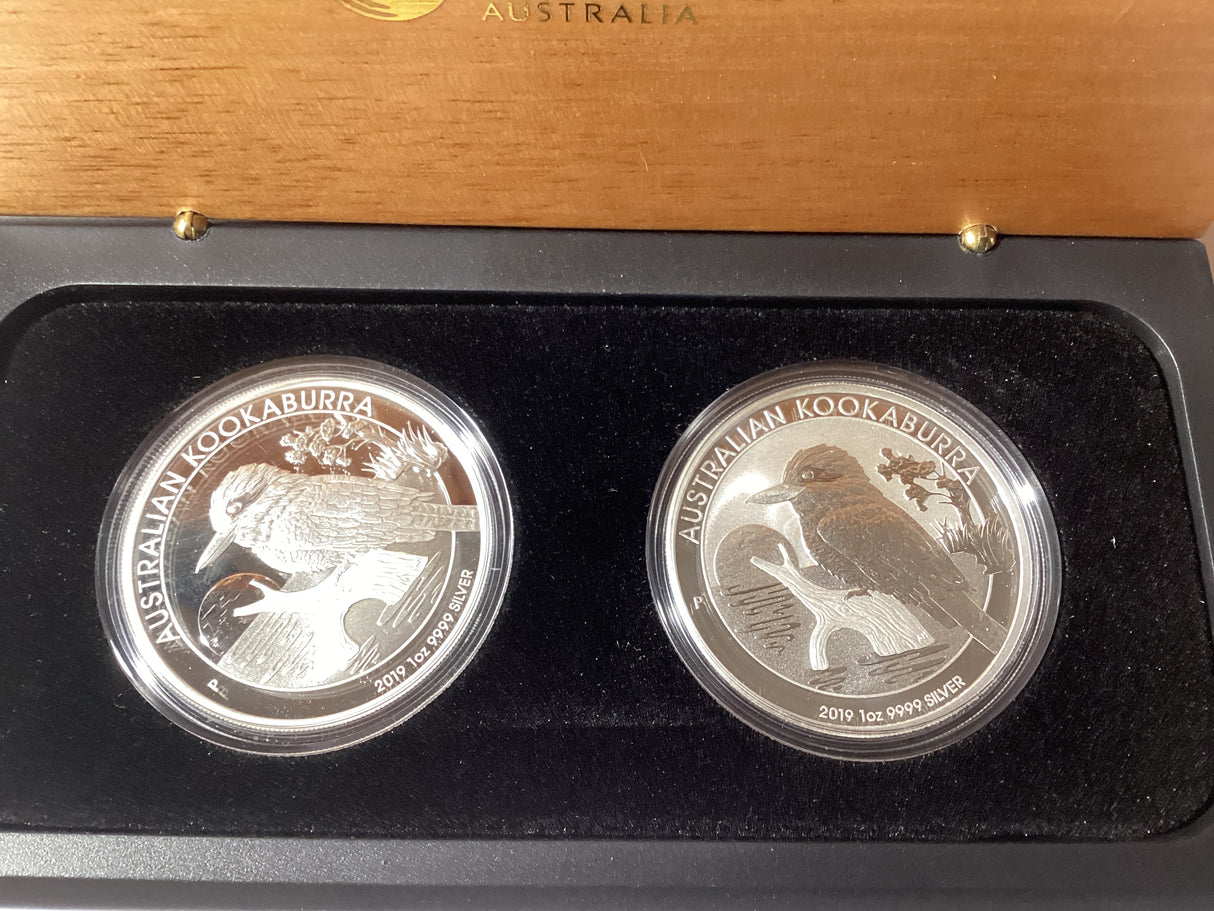 2019 Australian Kookaburra 1oz Silver Proof Two-Coin Set. ANDA Melbourne Special