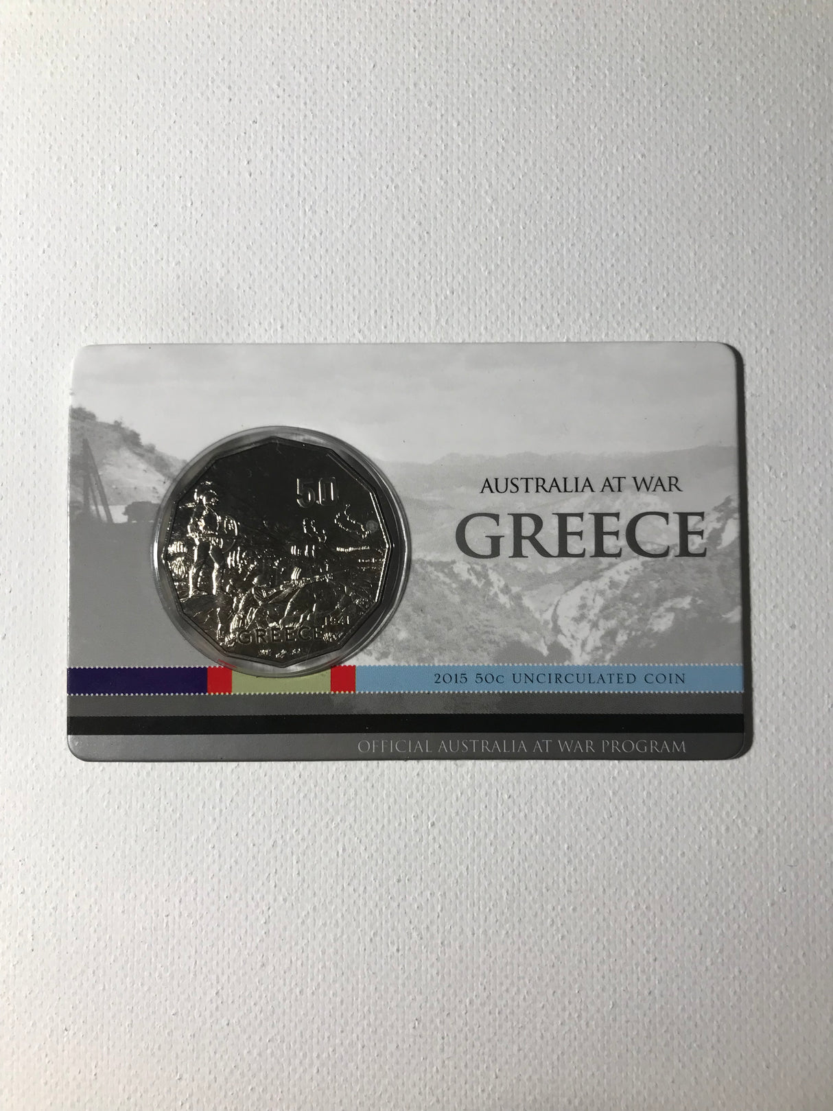 2015 50c Australia At War Greece Carded Coin