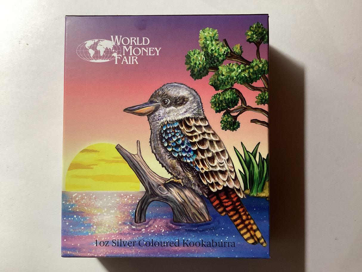 2019 $1 1oz Silver Coloured Kookaburra. World Money Fair Release.