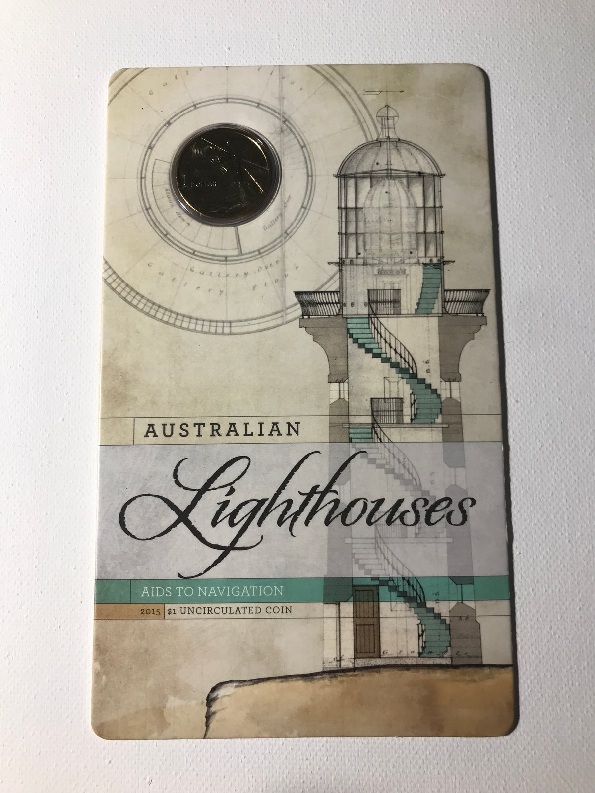 2015 $1 Australian Lighthouses. Aids to Navigation. Carded Uncirculated Coin.