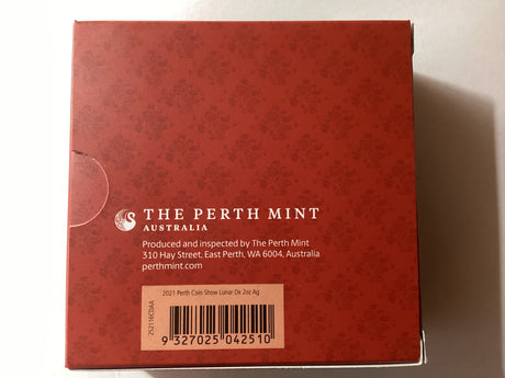 2021 $2 2oz Silver Coloured Proof Coin. Lunar Series. Year of the Ox. ANDA Perth.