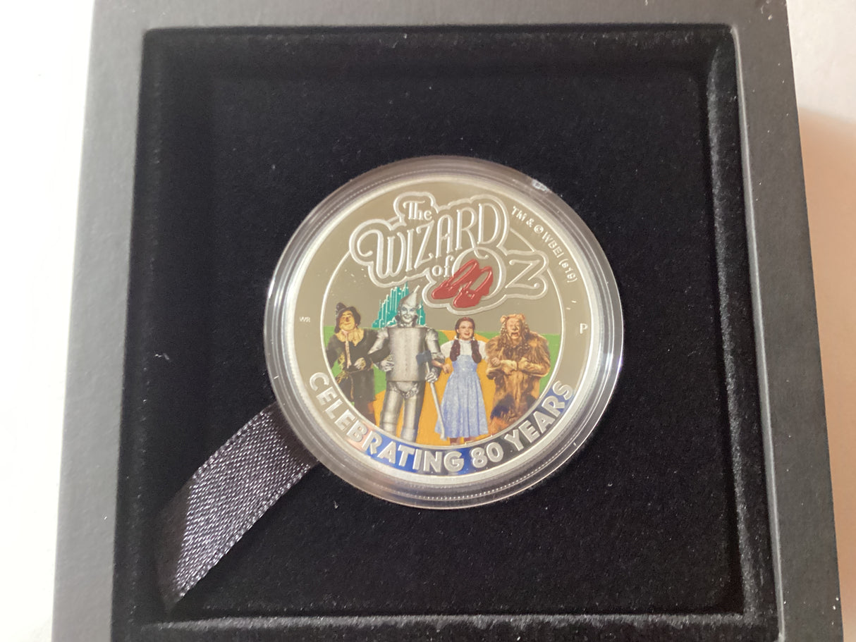 2019 $1 1oz Silver Coloured Proof Coin. The Wizard of Oz 80th Anniversary.
