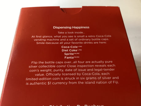 2020 Coca-Cola Vending Machine. Four Coin Silver Proof Set.