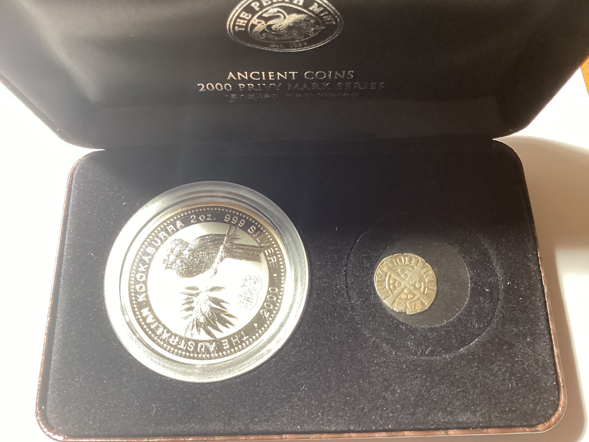 2000 Kookaburra Silver Bullion Coin Series. Ancient Coins Privy Mark. English Hammered.