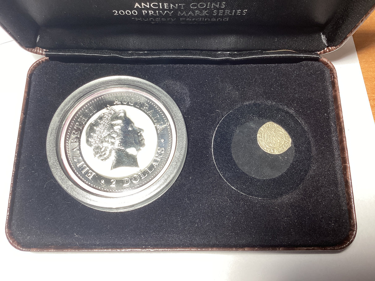 2000 Kookaburra Silver Bullion Coin Series. Ancient Coins Privy Mark. Hungary Ferdinand Silver Denar.