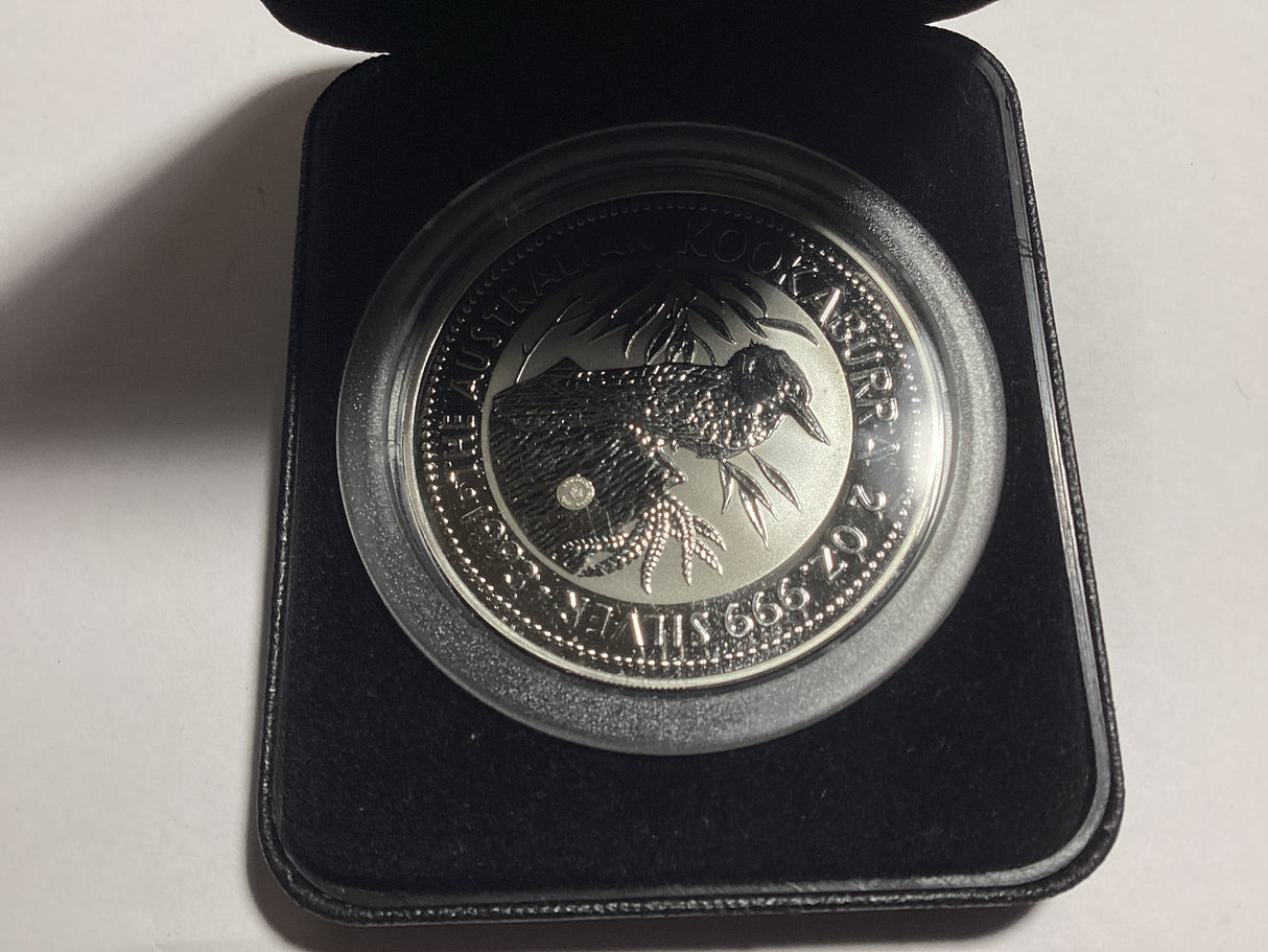 1993 $2 2oz Silver Special Kookaburra. NAA Coin Fair Sydney. Dump Privy Mark. 1000 made.