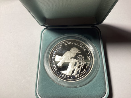 1997 $2 2oz Silver Kookaburra Proof. Penny Privy Mark. 1500 made