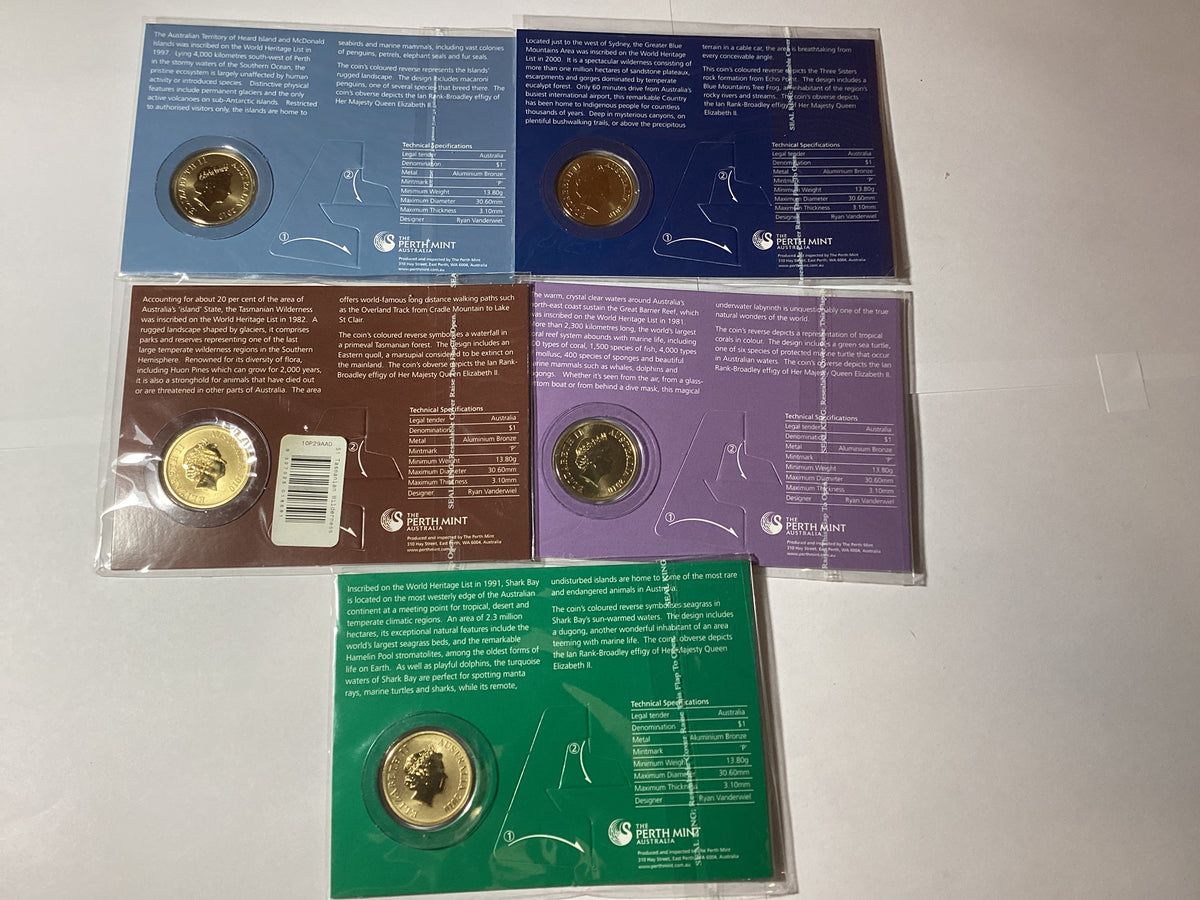 Coin Back 2010 $1 Celebrate Australia. World Heritage Site. Complete Set ...