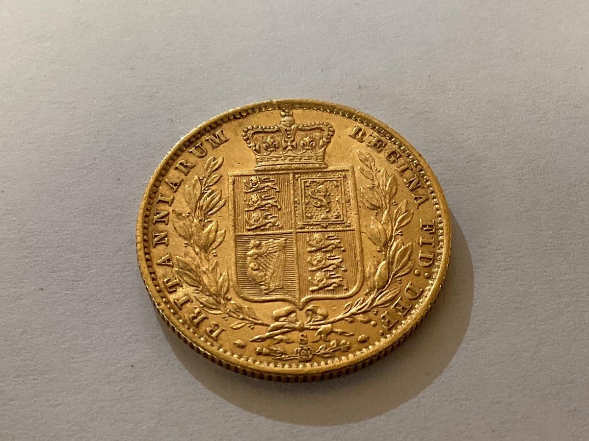 1878-S Shield Sovereign. Very Fine.