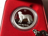 2006 $1 Australian Lunar Proof Coin Series. Year of the Dog. 1oz Silver Proof Coin.