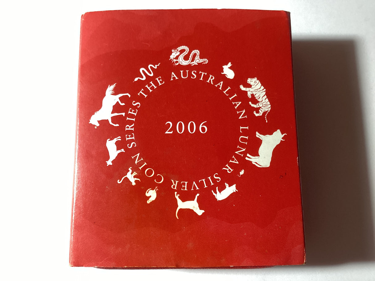2006 $1 Australian Lunar Proof Coin Series. Year of the Dog. 1oz Silver Proof Coin.