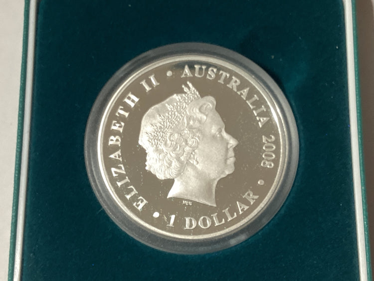 2008 $1 1oz Silver Proof Coin. Christmas Island. 50th Anniversary Australian Territory.