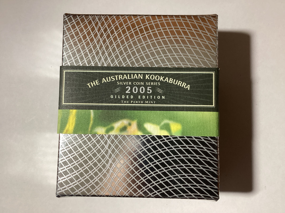 2005 $1 Australian Kookaburra Gilded Edition. 1oz Silver Coin.