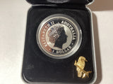 2005 $1 Australian Kookaburra Gilded Edition. 1oz Silver Coin.