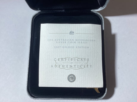 2007 $1 Australian Kookaburra Gilded Edition. 1oz Silver Coin.